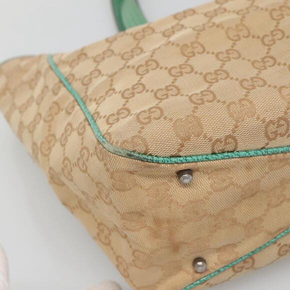 GUCCI GG Canvas Tote Bag Beige Green Silver - Picture 11 of 16